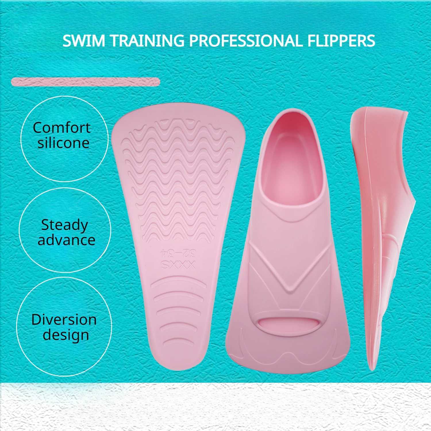 Professional swimming fin short silicone training flip inflatable water products swimming frog shoesY250412