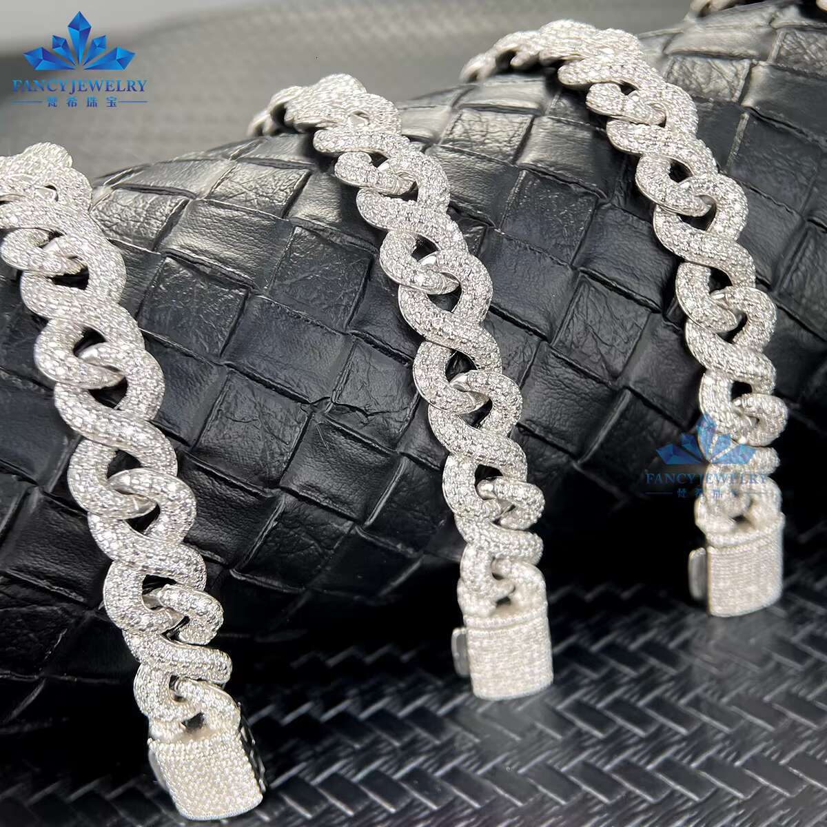 8mm 8 Number Design 18K Gold Plated Hiphop Style VVS Cuban Chain Moissanite Bracelet for Men Iced Out Jewelry