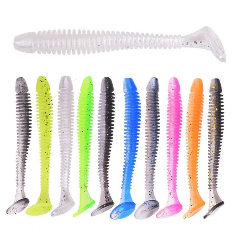 Proleurre Fishing Worm Soft Lures Jig Wobblers 5cm 7cm 9cm Easy Shiner for Carp Bass Artificial Double Colors Silicone Swimbait Z250411
