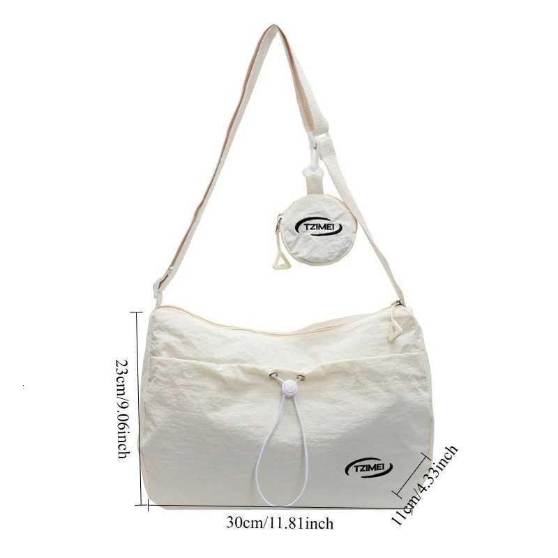 Large Capacity Crossbody Bag for Women 2025 New Summer Niche Single Shoulder Nylon Bag Korean Version Pleated Class Tote BagT2511112