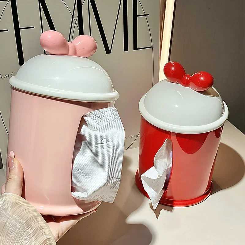 Bow paper towel storage box cute he napkin box living ro desktop creative decoration table storage box household items Y251112