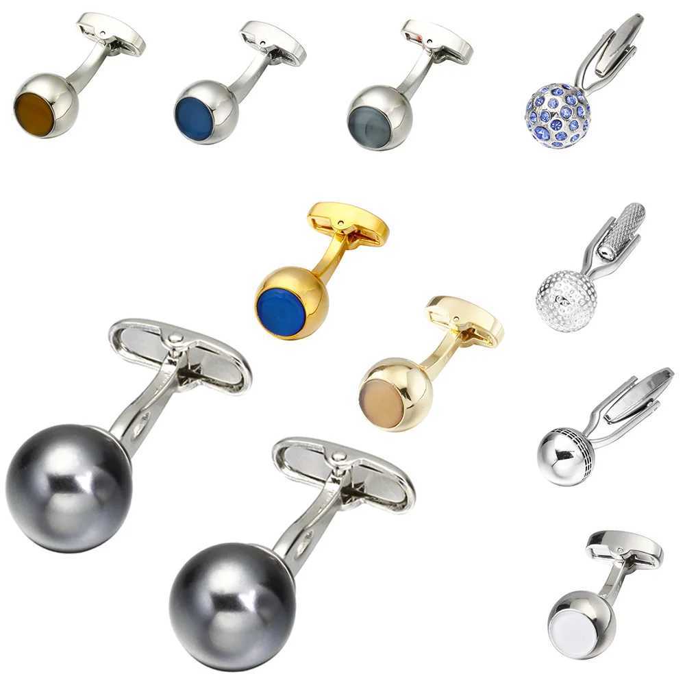 Memolisa high-end ball opal cufflinks fashionable crystal cufflinks gold mens shirt cufflinksT250412