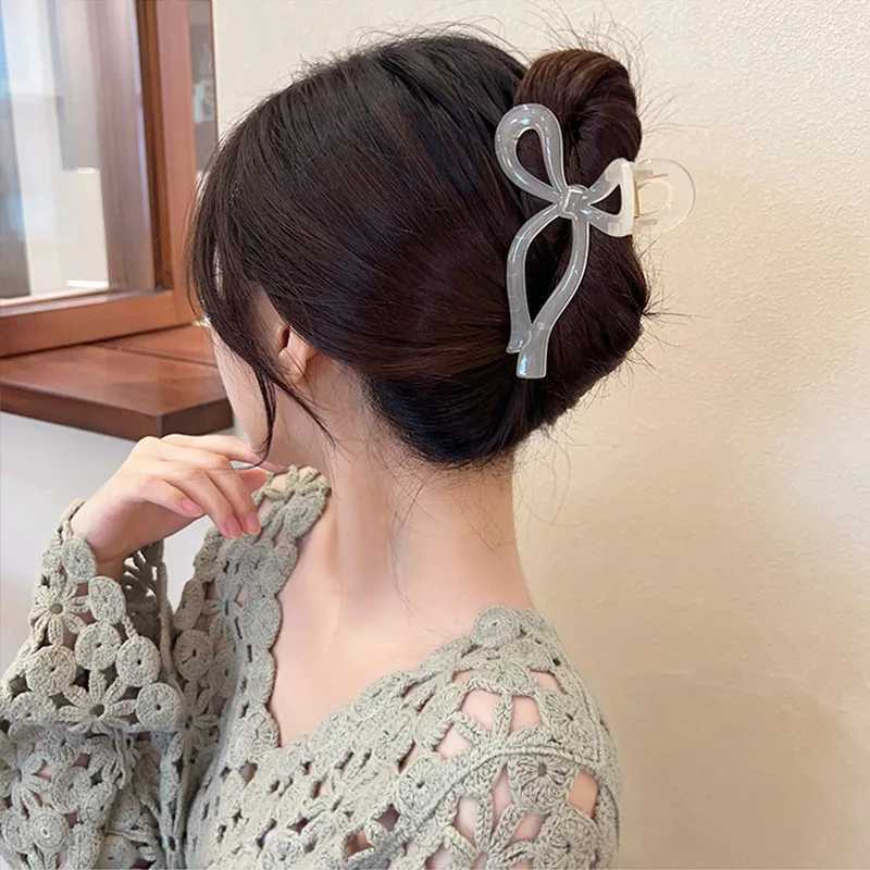 1 new jelly colored bow clip hair behind the headband shark clip sensation simple large hair clip Y2504012