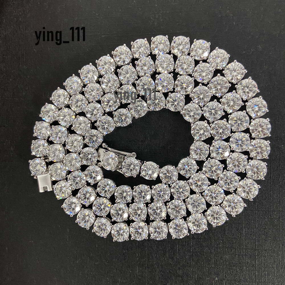 Hq Gems 18 Inch 5mm 925 Sterling Silver Iced Out Moissanite Diamond Hip Hop Jewelry Tennis Necklace Chain for Men