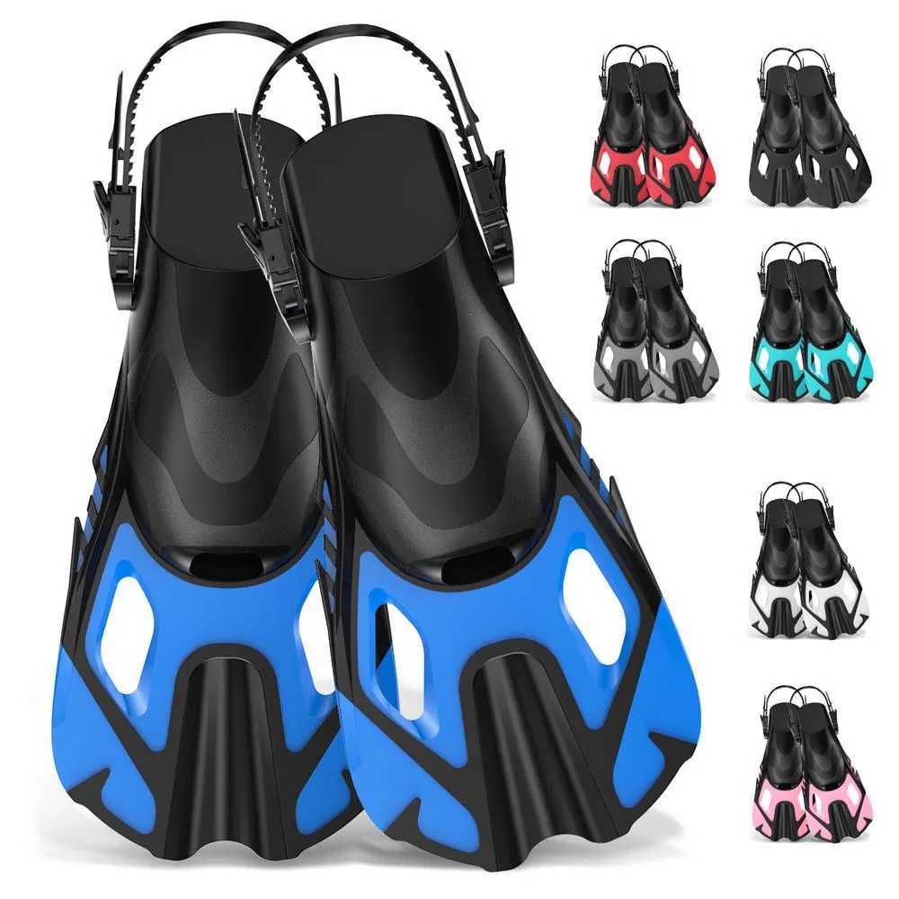Inflatable Fin Swimming Fin Travel Size Short Adjustable for Inflatable Diving Adult Male Female Neutral Open Heel Swimming Flip CoverY250412