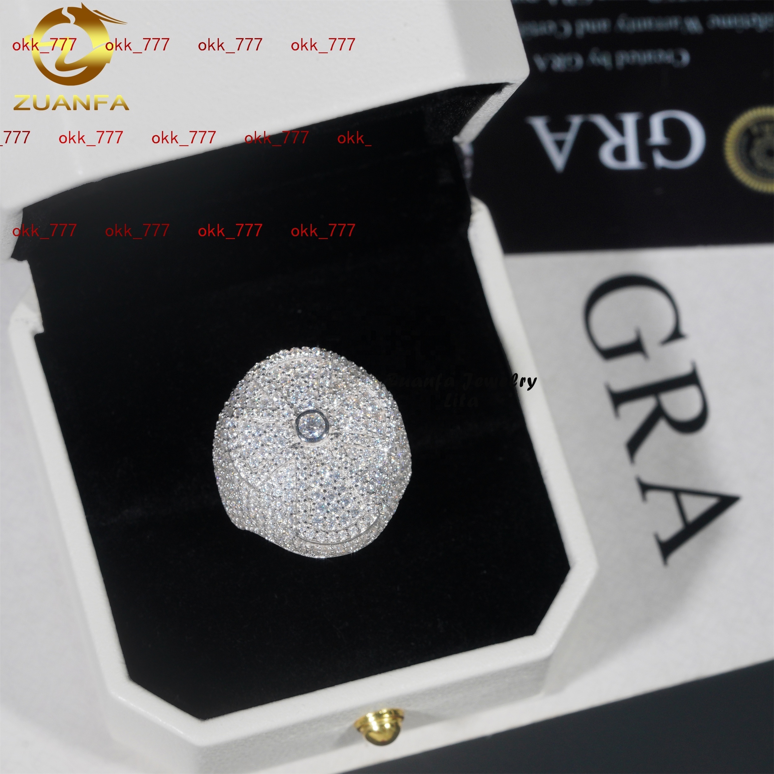 Luxury New Design GRA Certificate 925 Silver Iced Out Moissanite Diamond Mens Cross Ring