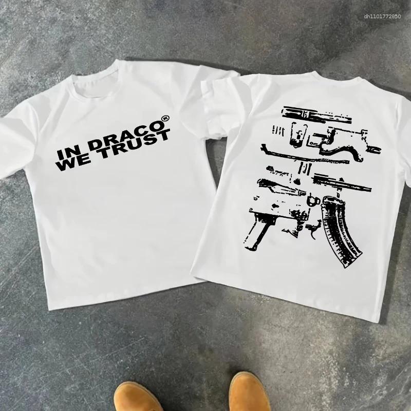 Men's T Shirts 2025 Summer In Draco We Trust T-Shirt Men Women Short Sleeve Gun Printing Tees High Quality Brand Streetwear