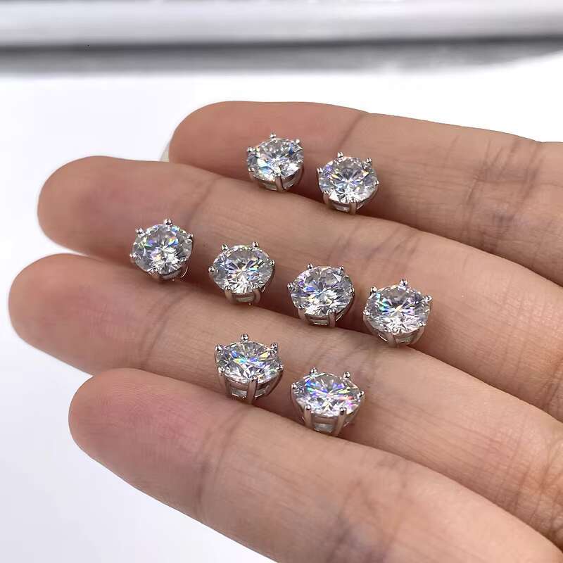 Hot Sale Pass Diamond Tester Round Vvs Moissanite Stud Earring Hip Hop Moissanite Earrings Jewelry