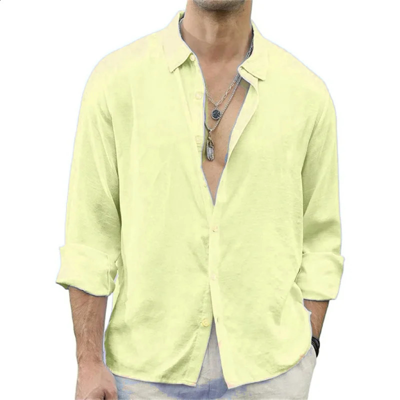 Mens shirts linen shirts regular men casual loose single chest shirt casual spring summer mens tops fast delivery xs-6xl size 250411