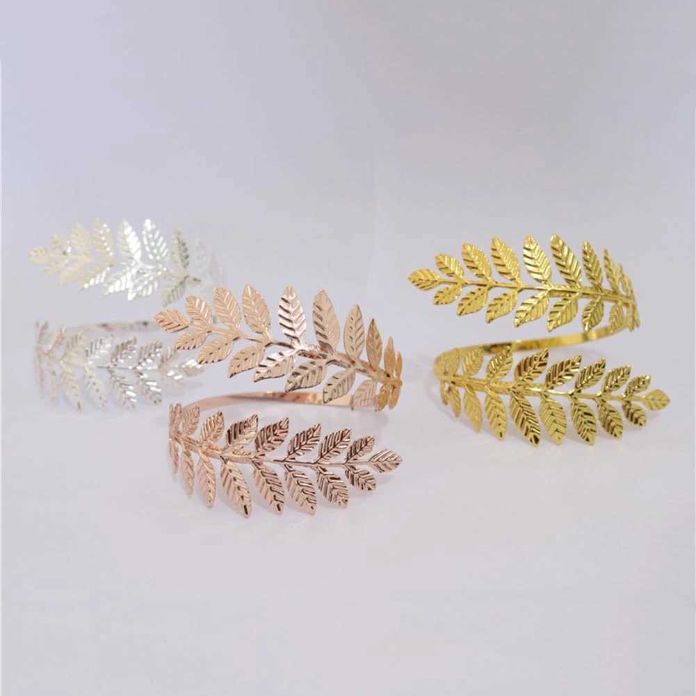 Vintage Metal Greek Roman Laurel Leaf Bracelet Armband Upper Arm Cuff Armlet Festival Bridal Belly Dance Jewelry DropshippingC250411