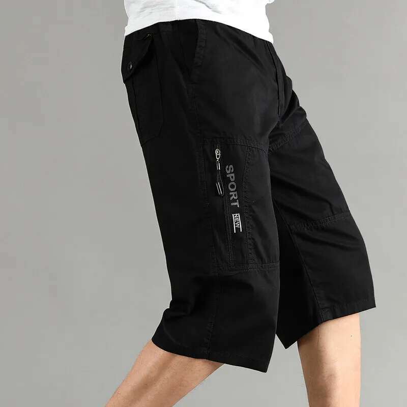 XL-6XL Men's Summer Pure Cotton Casual Shorts loose and Slimming Work Home Pants Large Pocket Zipper Decoration