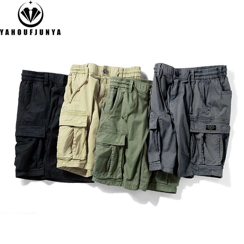 2025 Summer Outdoor Leisure Cotton Toog Shorts Men Drawstring Buttons Solid Straight Soft Fashion Short Pants Male Tops