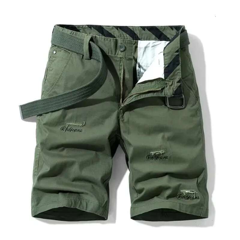 With Belts Men Cotton Casual New Summer Man Loose Jogger Cargo Shorts Quality Male Straight Knee Length Pants 38