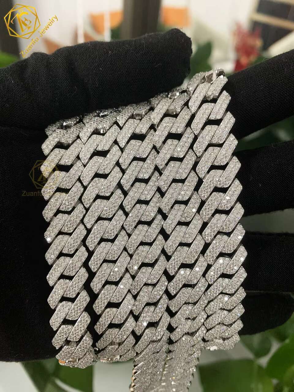 Classic Moissanite Cuban Chain Necklace Hip Hop Jewelry 925 Sterling Silver 10MM 13MM 15MM VVS Moissanite Cuban Link Chain