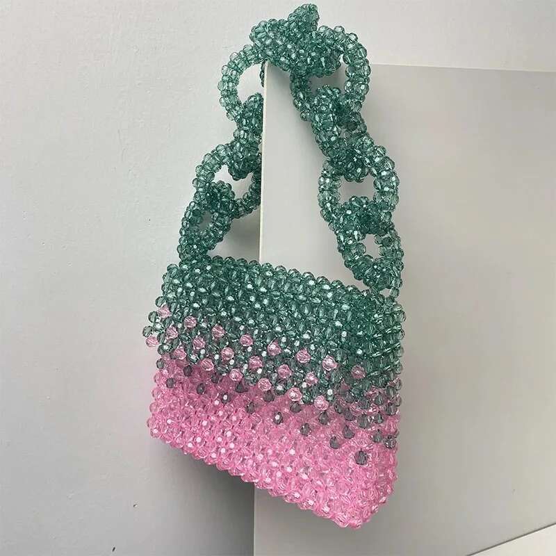 Color Acrylic Evening Clutch Party Bags For Women Designer Handbag Purses 2024 Fashion Handmade Beading Square Shoulder
