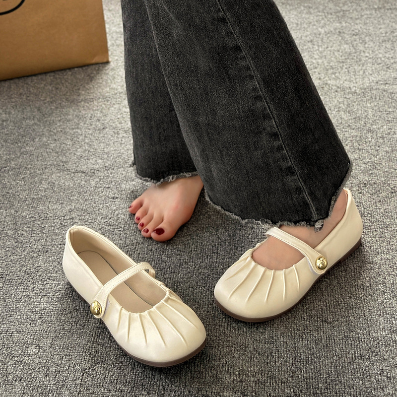 Soft soled sandals free Shipping Flat heeled slippers Round headed slippers Low cut sandals One character strip Wearing travel shoes outside 2025