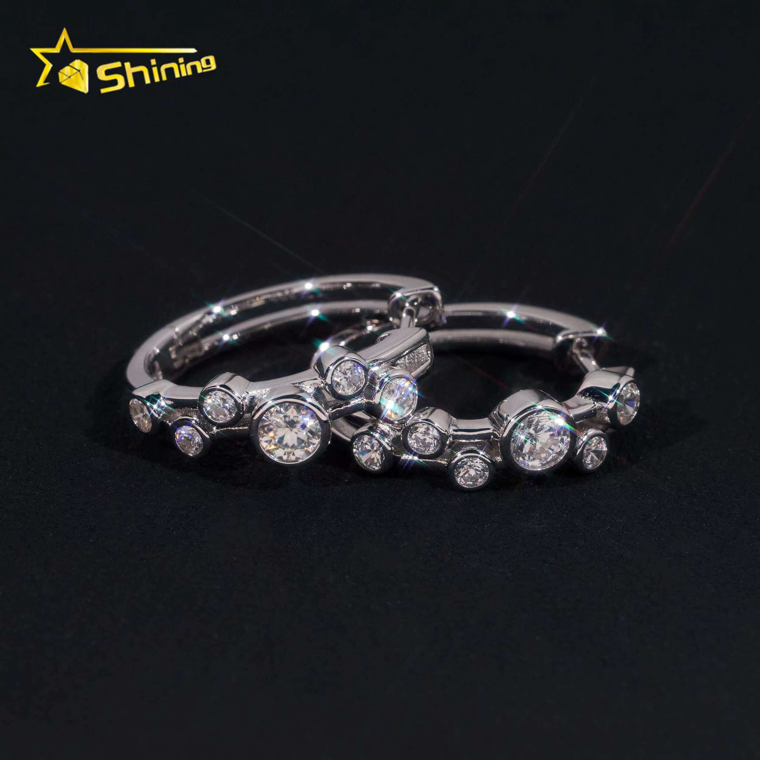 High Quality Hip Hop Jewelry 925 Sterling Silver Gold Plated Iced Out Moissanite Hoop Earrings Fashion Stud Earrings With GRA