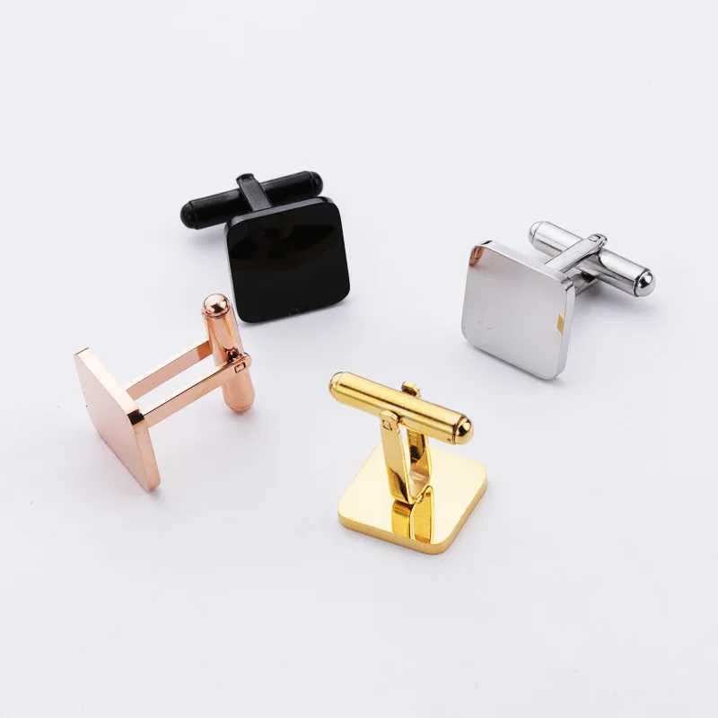 2 pieces/batch of stainless steel mens cufflinks round and square blank cufflinks mens wedding banquet business jewelry giftsT250412
