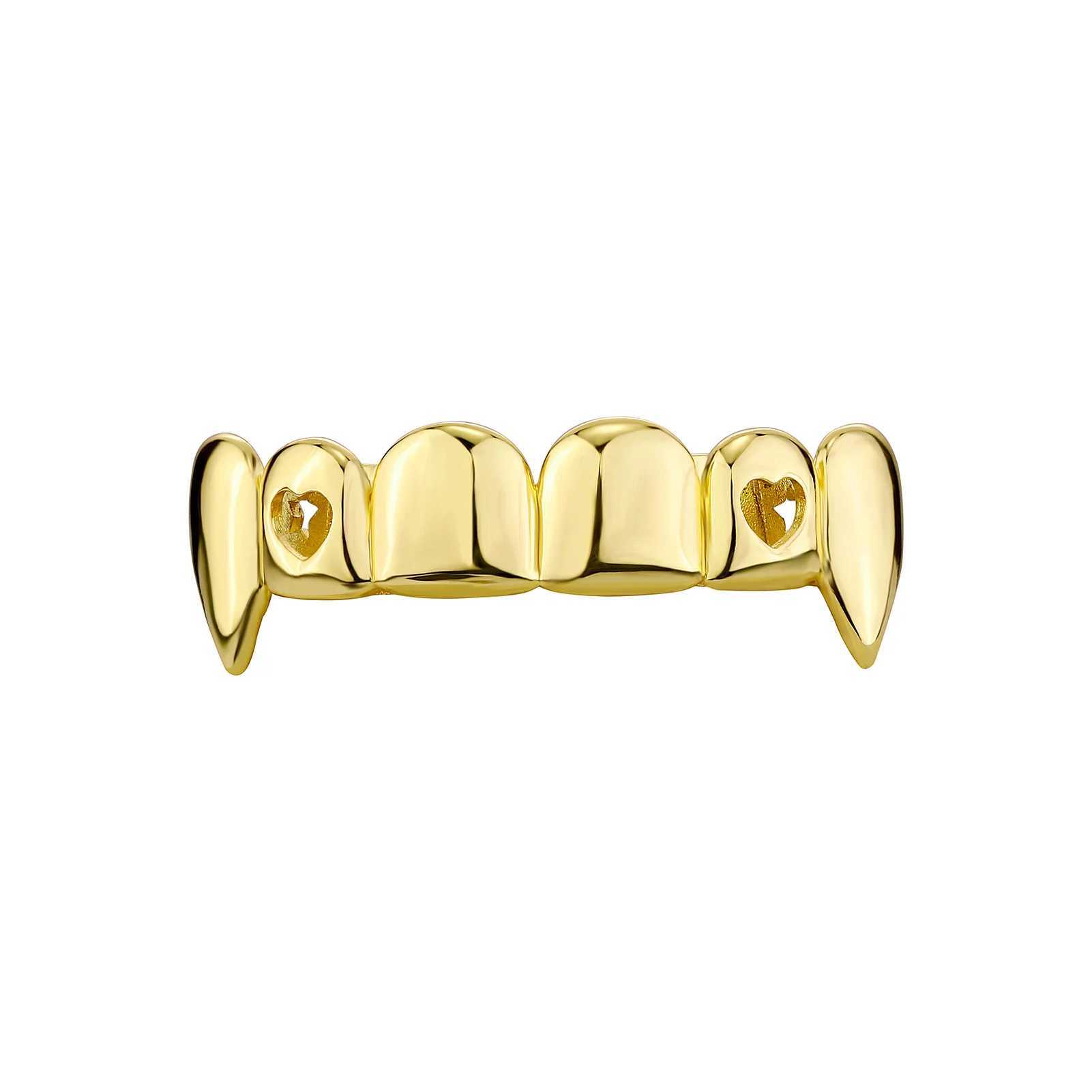 TOPGRILLZ Gold Plated HIP HOP Teeth Grill Set with 6 Top and 6 Bottom Grills Comes with Truly Shining Silicone Vampire Teeth Set W250412