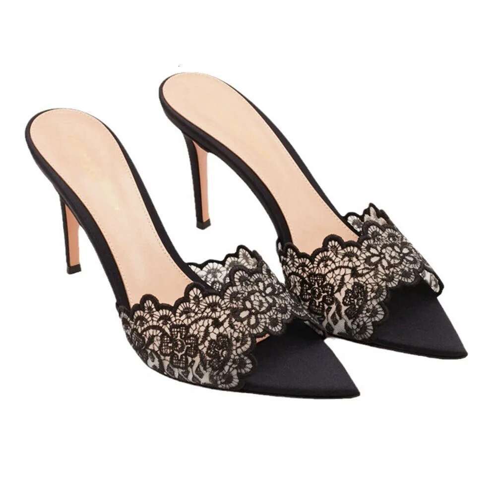 2025 Peep Toe Sexy Summer Women's Mules Pump Elegant Chic Super Thin High Heels Office Lady Party Shoes Slipper Sandals
