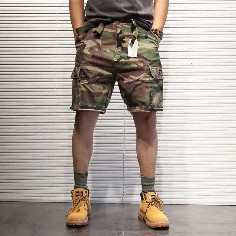 2024 Men's Summer Fashion Loose Multi-pocket Male Camouflage Sports Cargo Shorts Men Casual Straight Short Pants K29