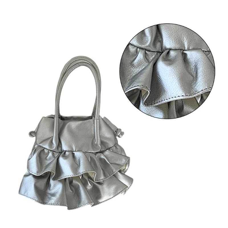 Simple Korean handbag with pleated texture PU bucket bag single cross body bagXJ250412