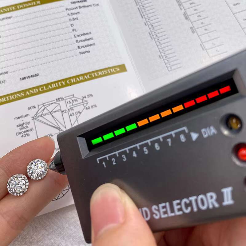Luxury Diamond Moissanite Round Stud Earrings S925 Silver Twist Bead Design Stud Earrings for Women Men Fine Jewelry