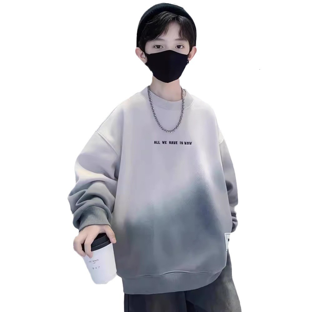 Ddmyshoesvip Boys Hoodie Spring New Style For Boys Middle Aged And Large Children Autumn Outfit Explosive Street Hooligan Handsome Long Sleeved Base S