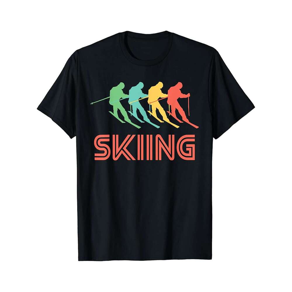 Designer T shirt Skier Retro Pop Art Skiing Graphic - 220g T shits