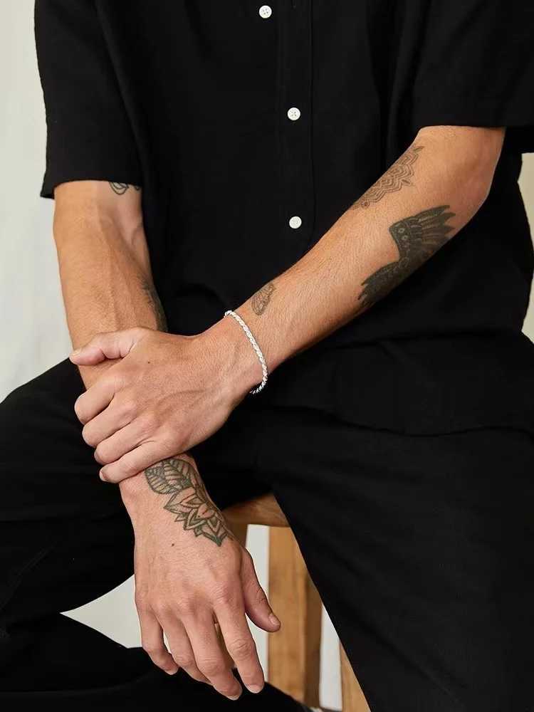 Simple Silver Color Stainless Steel Twist Chain Bracelet For Men Hip Hop Jewelry Women Adjustable Bracelet Party AccessoriesC250411