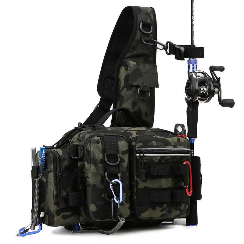 Fishing Equipment Storage Bag Bait Box Gear for Men Waist Bag Fly Fishing with Rod Holder Backpack Wateproof Wear Resistant Z250411