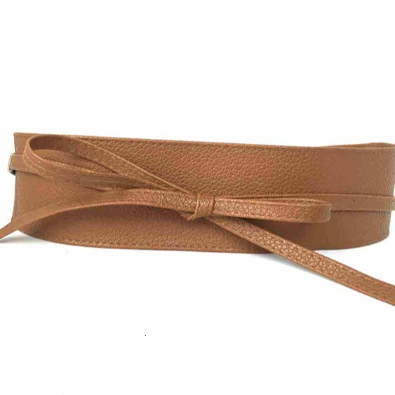 New PU imitation leather for women, versatile wide waist seal, bow tie strap, clothing accessories belt