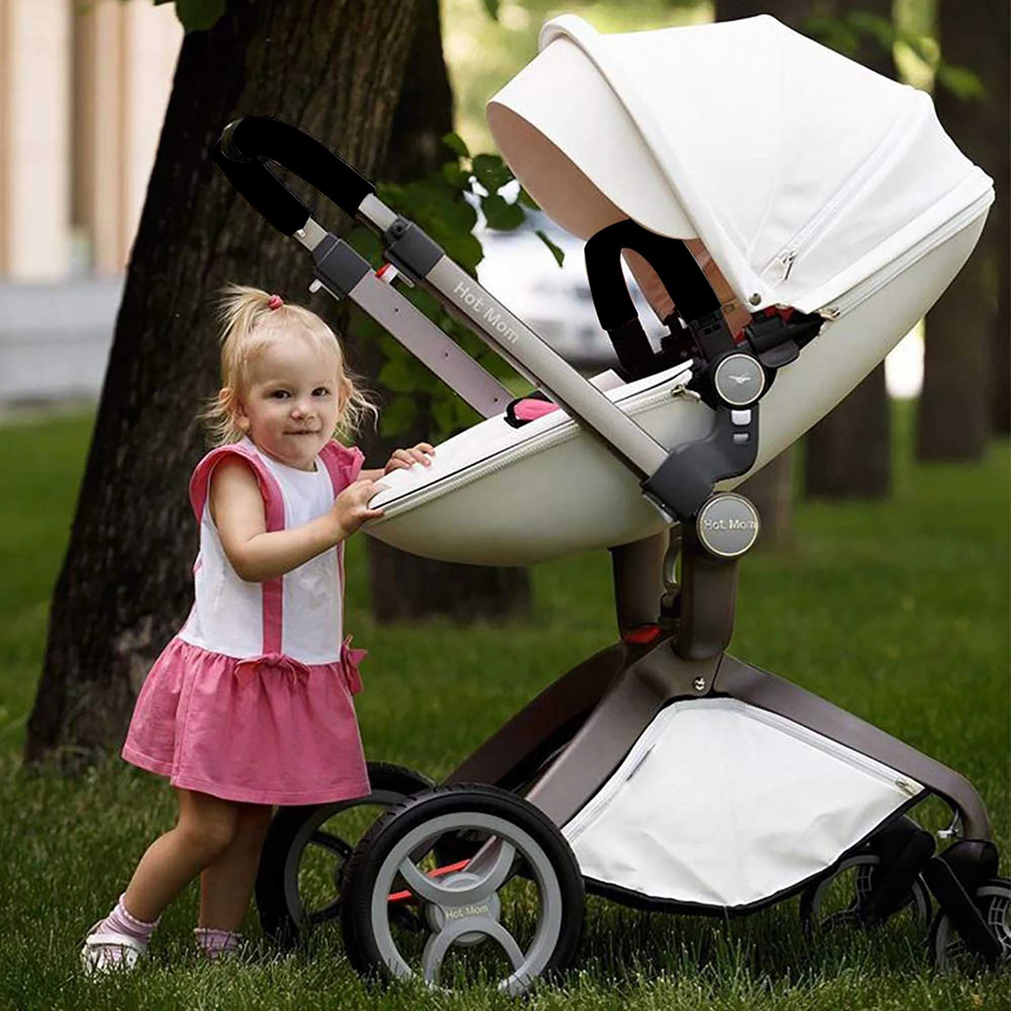 Hot Mom F22 baby stroller 3-in-1 adjustable seat aluminum frame solid rubber tires rain cover mosquito net large storage basket W250411