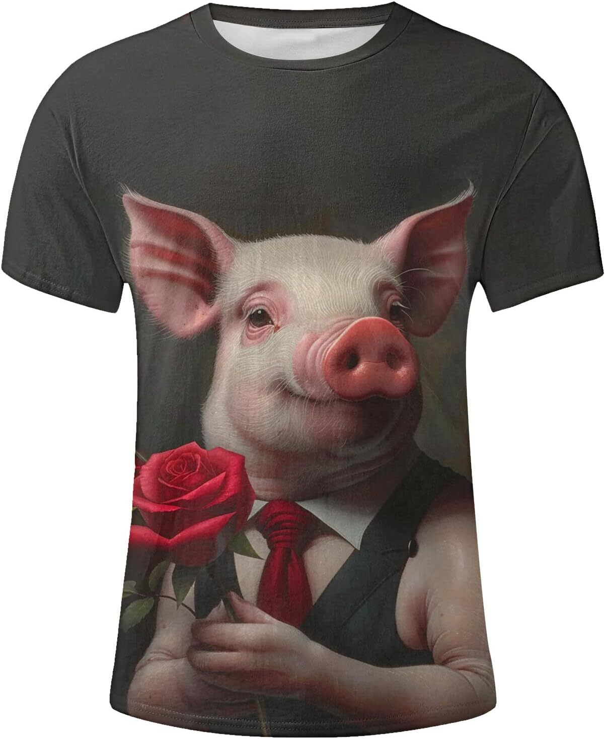 T shirt for Mens Funny 3D Graphic Print T Shirts for Men Popular Novelty Animal Pig Short Sleeve T-Shirt Summer Comfy Casual Crewneck Tee Tops