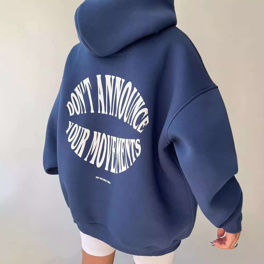 European and American women casual fashion letter printed versatile top long sleeved hooded sweatshirt for women