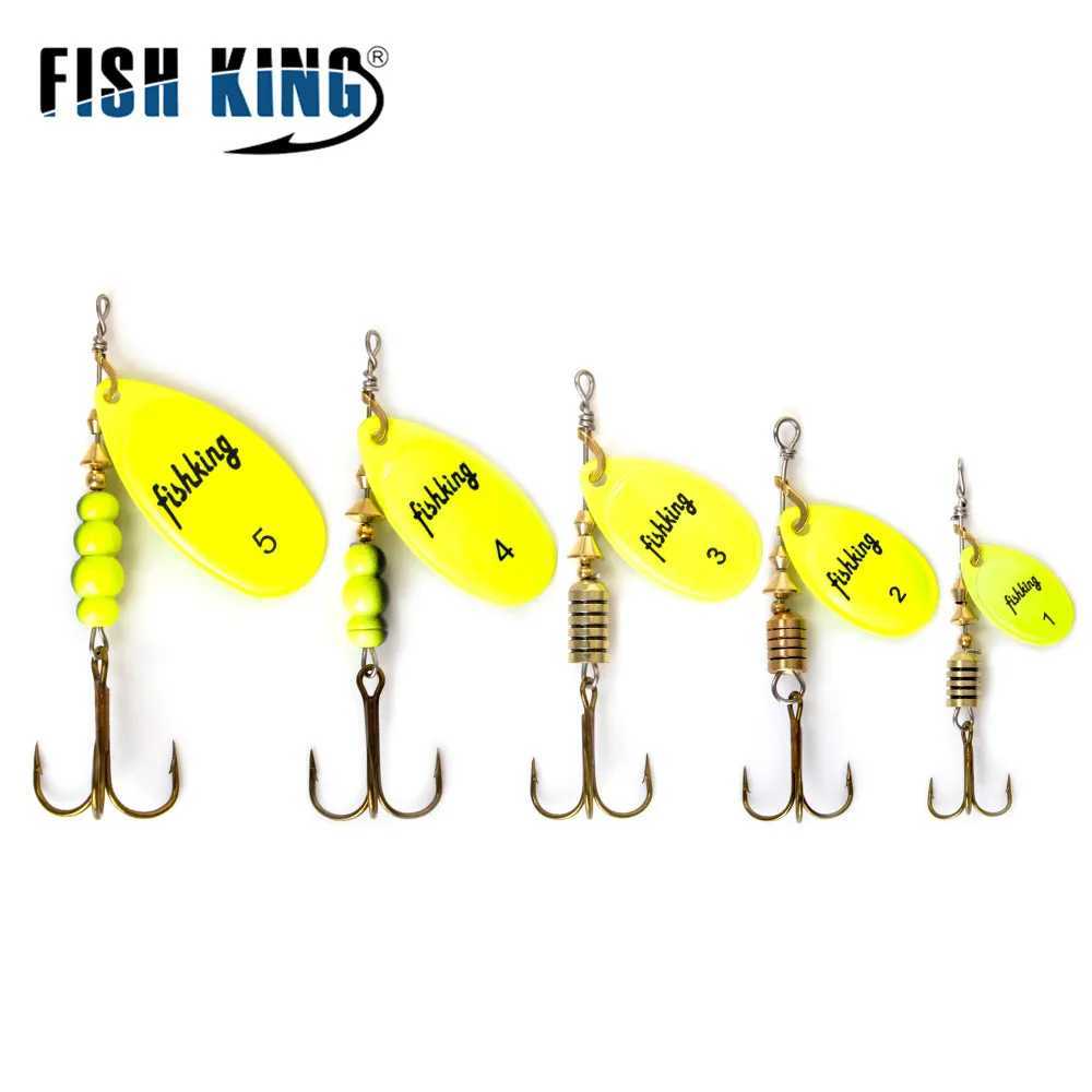 FISH KING Spinner Bait 3.9g 4.6g 7.4g 10.8g 15g Rotating Spinners Spoon Lures pike Metal With Treble Hooks Fishing Lure Z250411