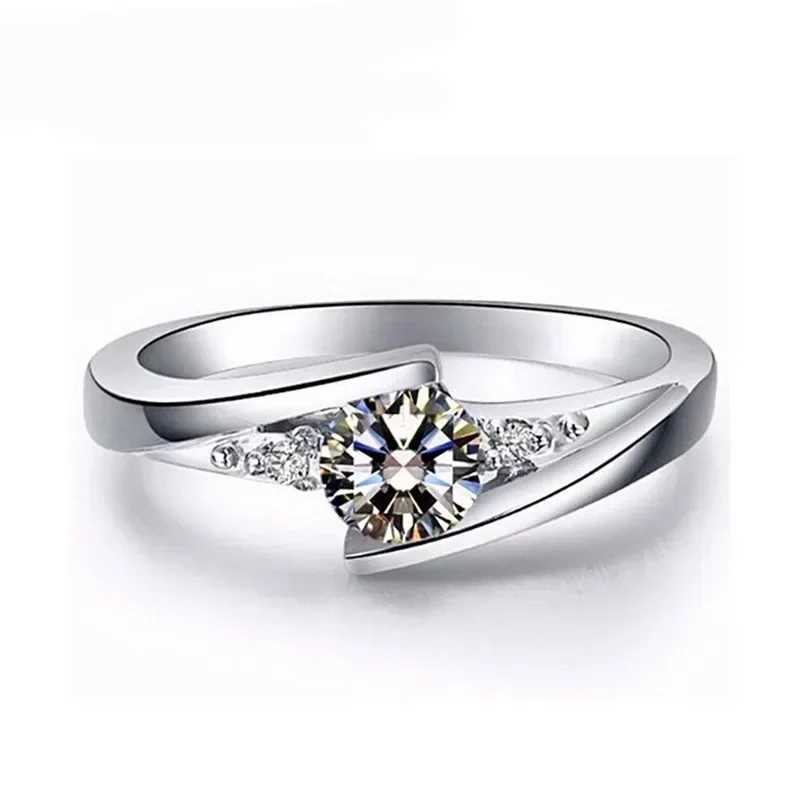 2024 Cute Womens Small Round Zircon Ring Vintage Silver Wedding Jewelry Promise Crystal Engagement RingXJ250412