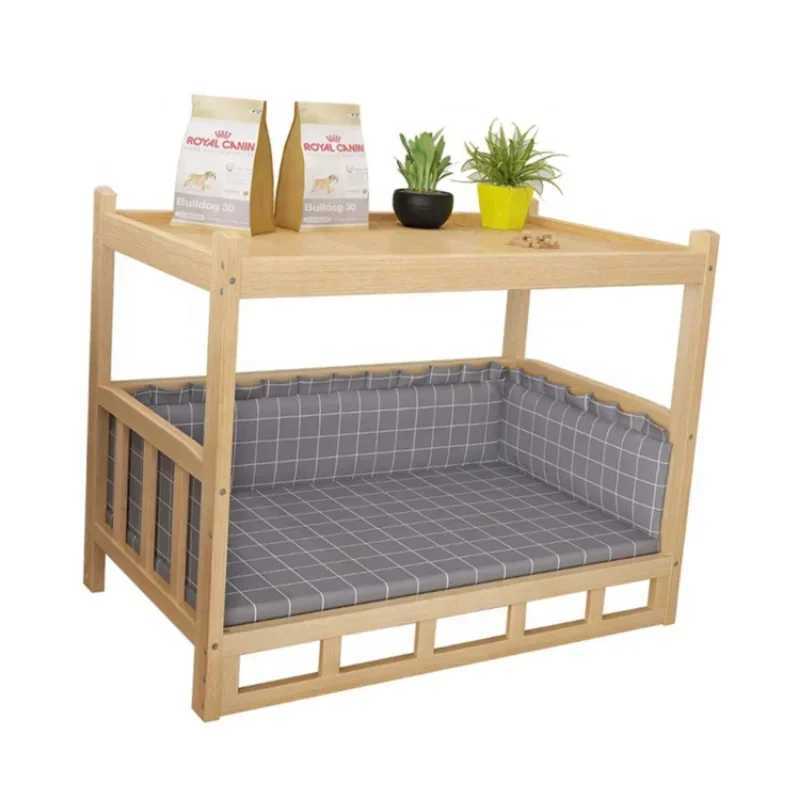 Wooden dog bed sofa solid wood pet cat and dog house pet bed sleeping bread bed X250412