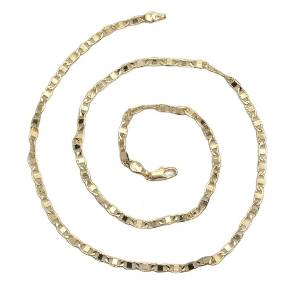 Best Sale 4mm Dubai 18k Gold Plated Fashion Chain Jewelry Necklace Copper Alloy Men Cuban Figaro Link Chain Necklace