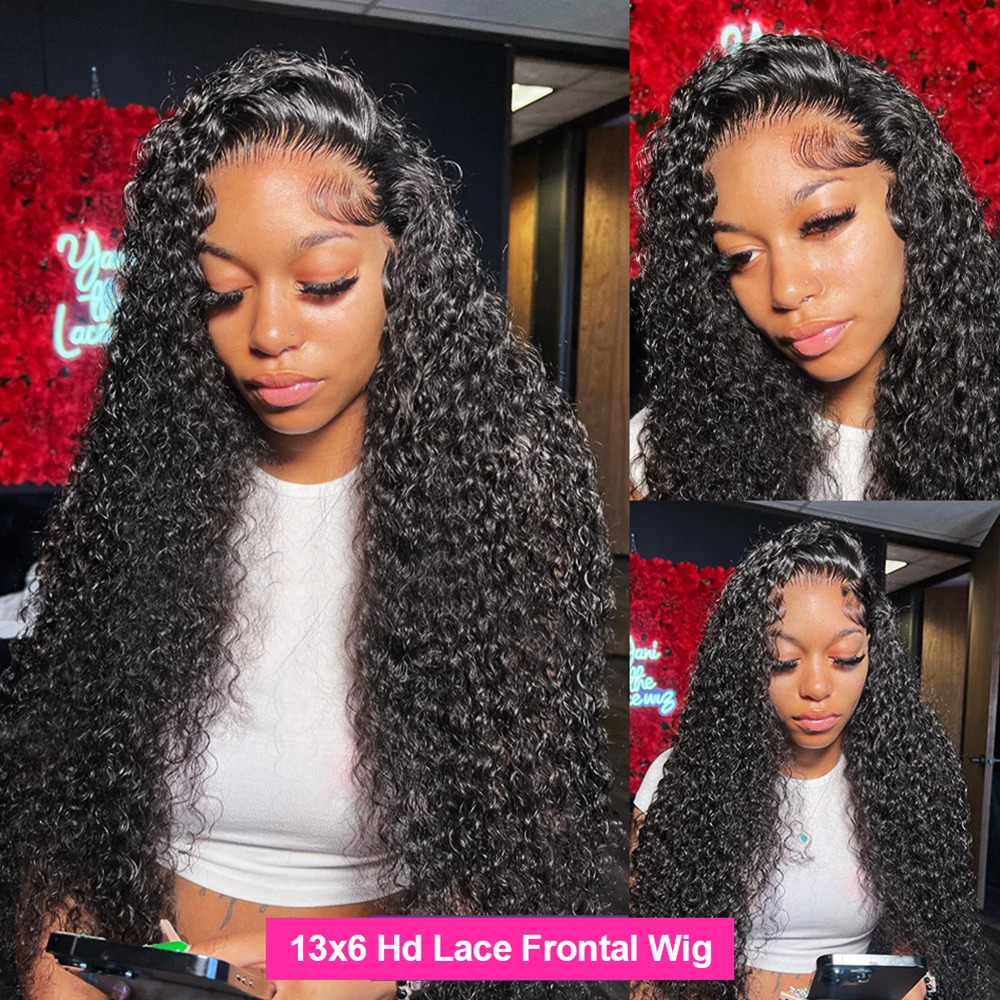 40Inch Deep Wave Frontal Wig Transparent 13x4 13x6 HD Lace Frontal Human Hair Wigs Curly Human Hair Lace Frontal Wigs For Women 250409