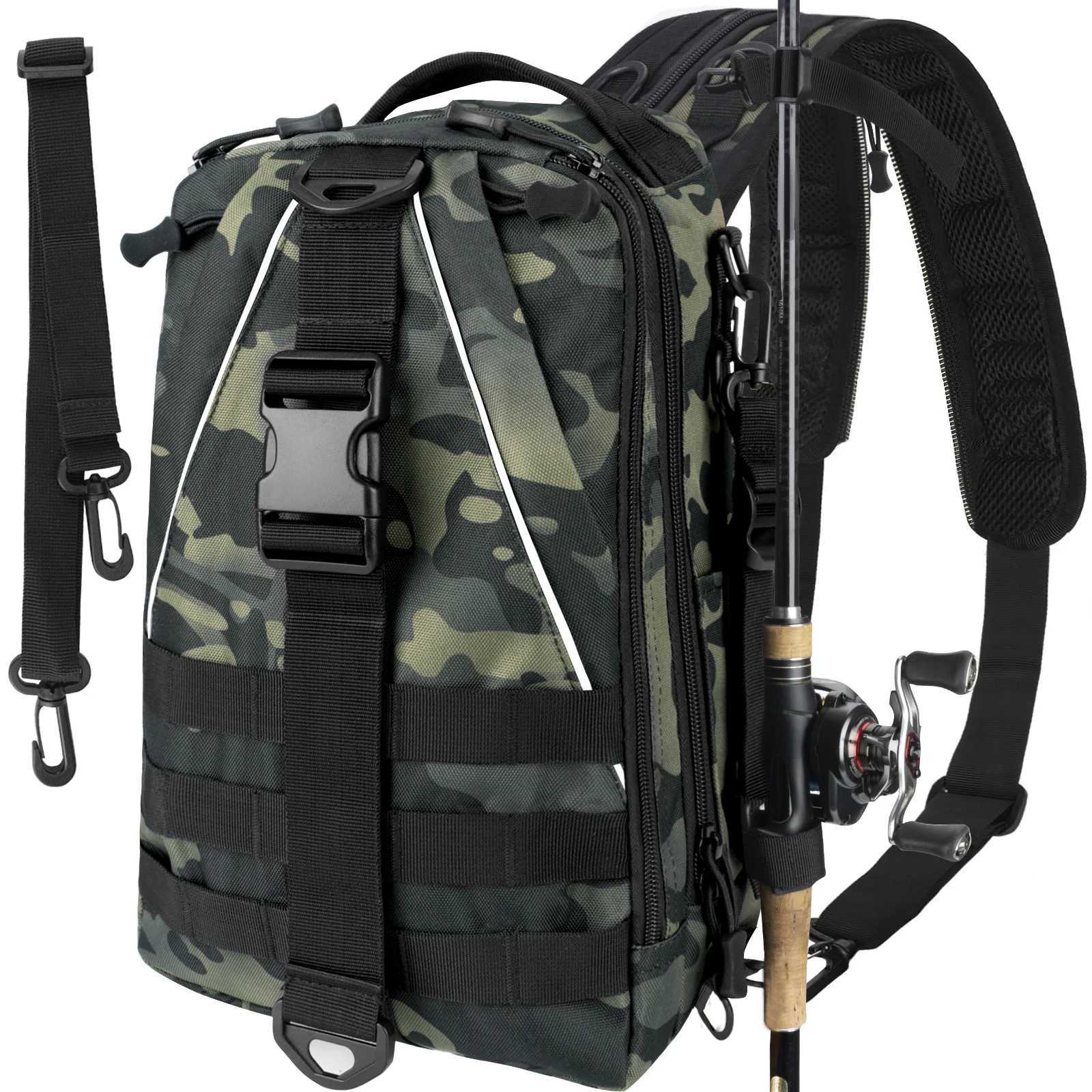 Camo Fishing Backpack Men One Shoulder Fishing Tackle Backpacks Multipurpose Fishing Lure Bag Outdoor Camping Hiking Handbags Z250411