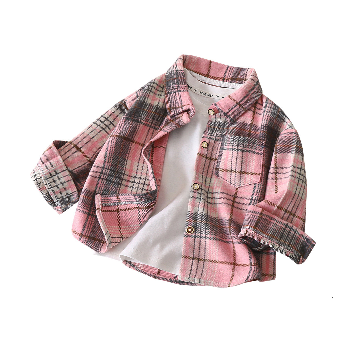 Ddmyshoesvip Boys Long Sleeved Autumn Checkered Shirt Children S Color Blocking Cardigan New Lapel Top Coat Girls