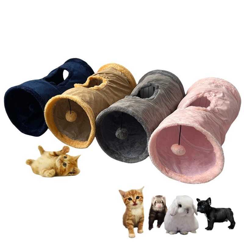 Collapsible Cat Winter Suede Tunnel for Puppy Rabbit Kitten Play Chase Hide TunnelInteractive Bedding Toy in 2 ways3 waysCro Y250412