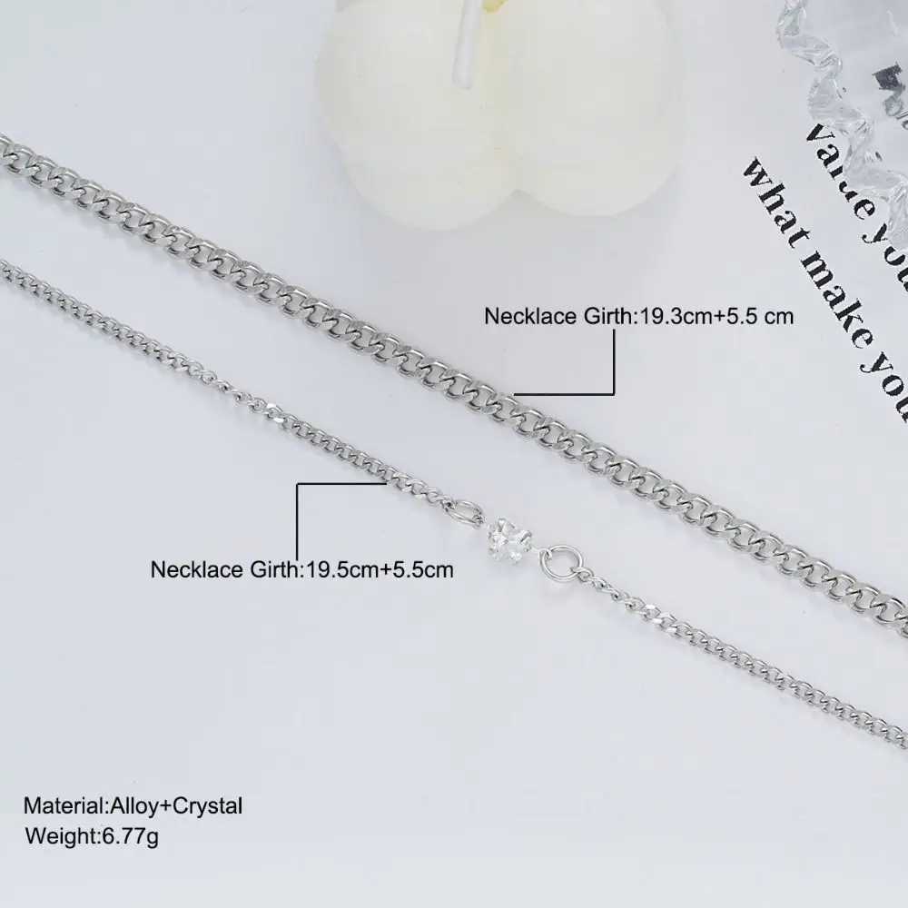 2PCS Simple Fashion Stainless Steel Bracelet Set for Couple Unisex Women Men Lover Crystal Heart Silvery Chain Bracelets JewelryC250411