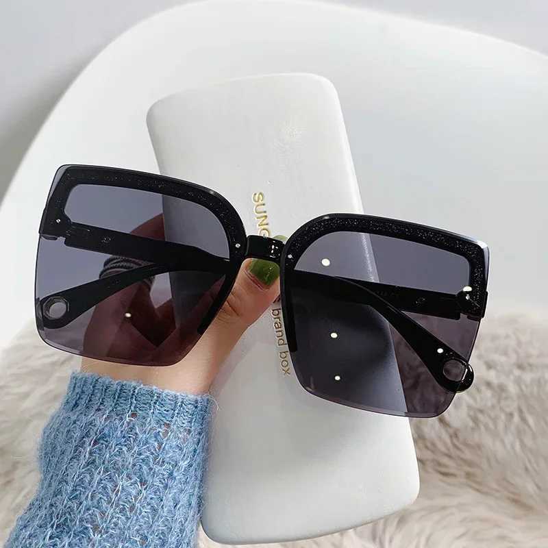 Oversized Sunglasses Man Woman Fashion Rimless Vintage Square Sun Glasses Eyewear Luxury Brand Design UV400 Female ShadesC250411