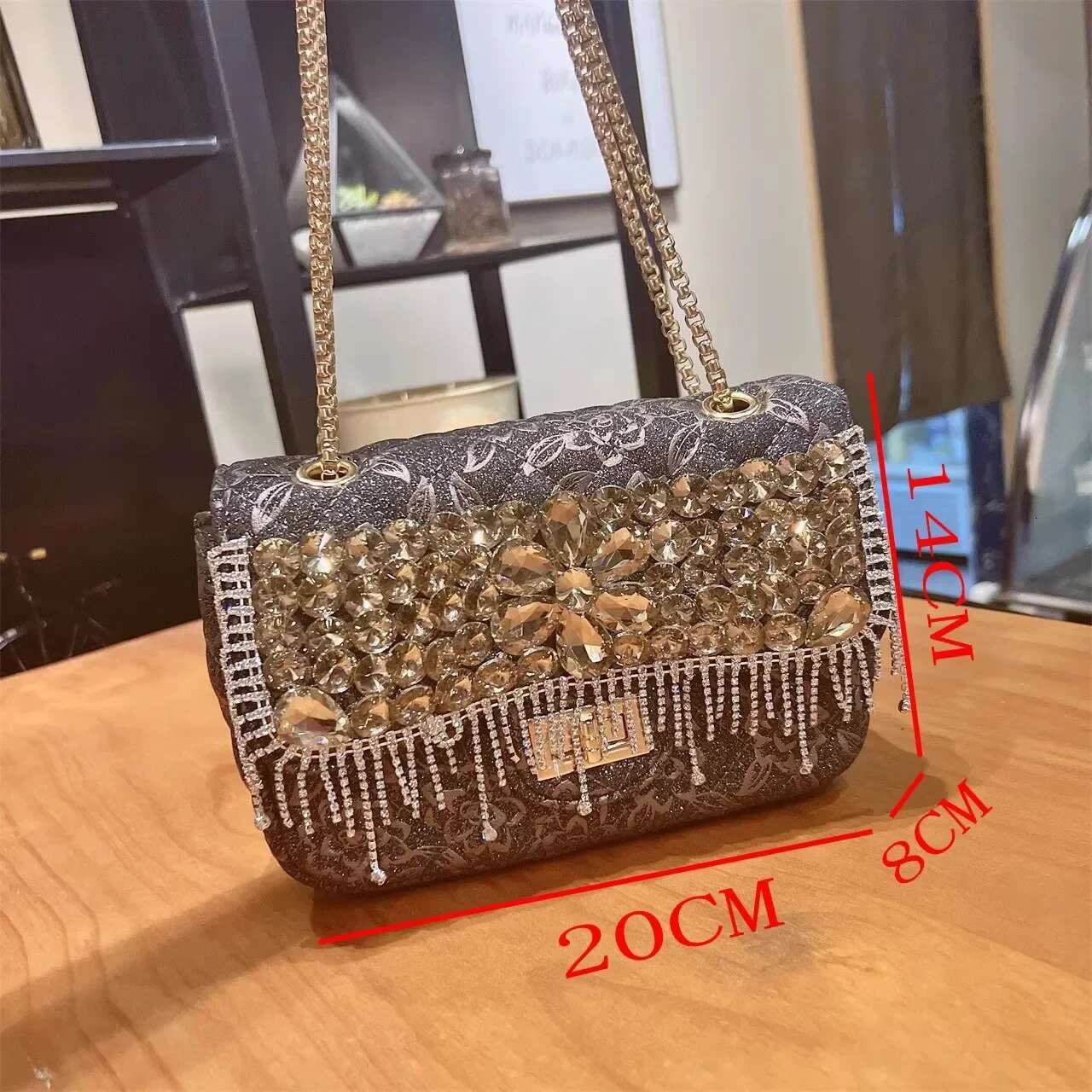 Dia-Encrusted Rhombus Chain Female 2025 New Autumn And Winter Shoulder Crossbody Fragrant Wind Small Bag Hand Bags