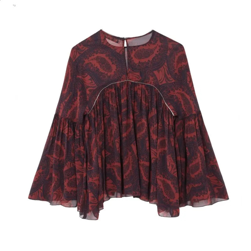 Women Printed Midi Skirt Set Women Spring 2 Piece Casual Pleated Print Silk Textured Shirt High Waist Skirts Women Outfits 250411