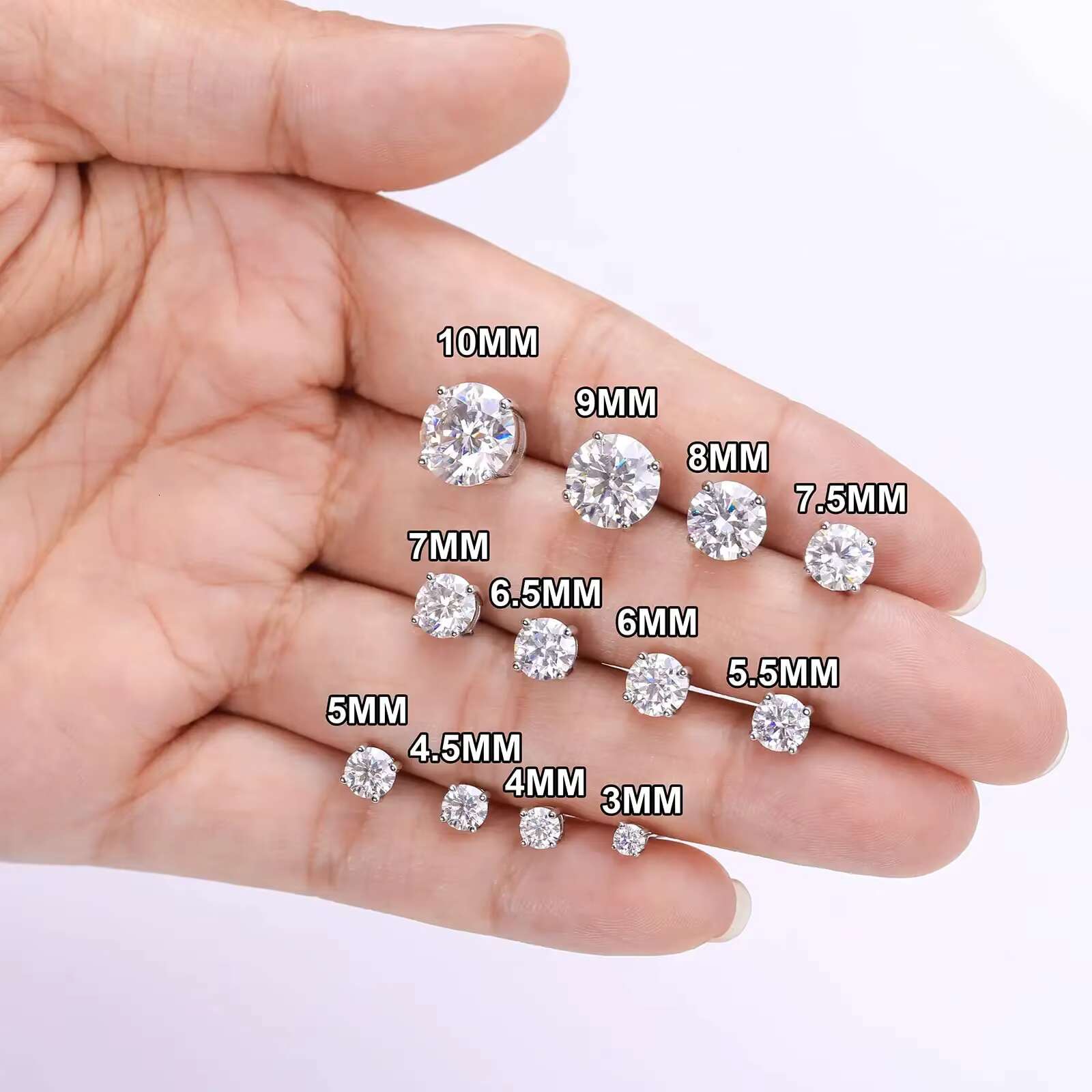 KRKC Wholesale Round Cut Vvs 1CT Mossanite Diamond 925 Sterling Silver Hypoallergenic Moissanite Gold Stud Earring for Men Women