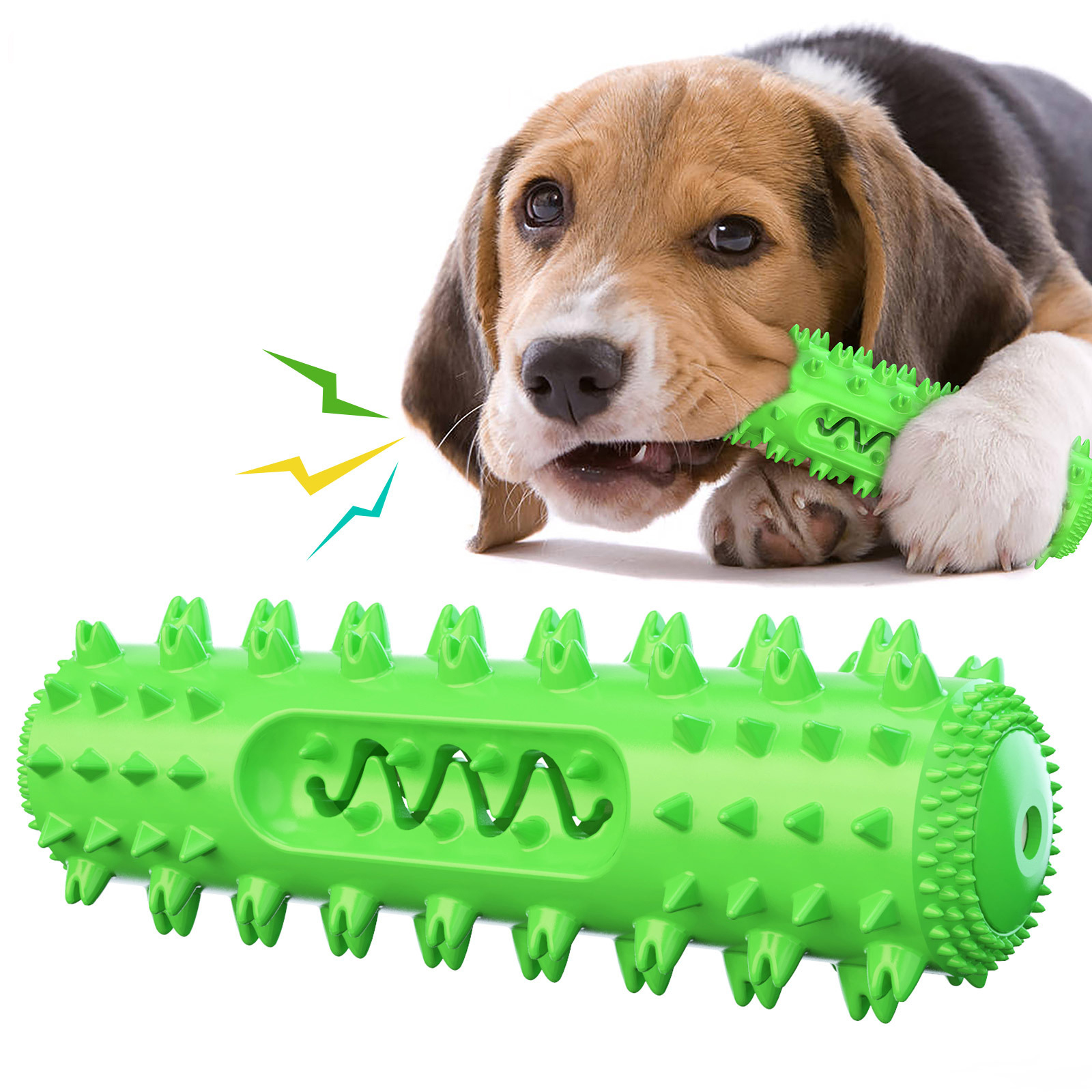 Voice activated dog toy, teething stick, teeth cleaning serrated dog toothbrush, leaking pet supplies