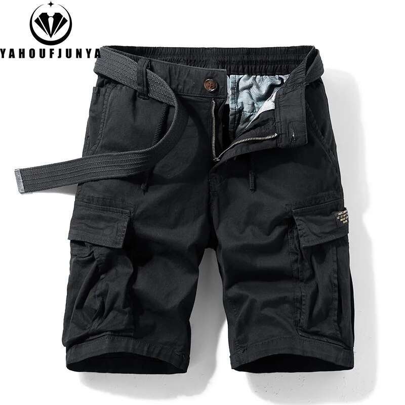2025 Summer Outdoor Leisure Cotton Toog Shorts Men Drawstring Buttons Solid Straight Soft Fashion Short Pants Male Tops